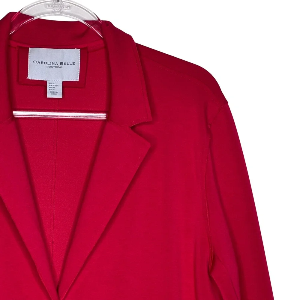 Carolina Belle Montreal Womens XL Hot Pink Longline Blazer Jacket Pocket Fuchsia